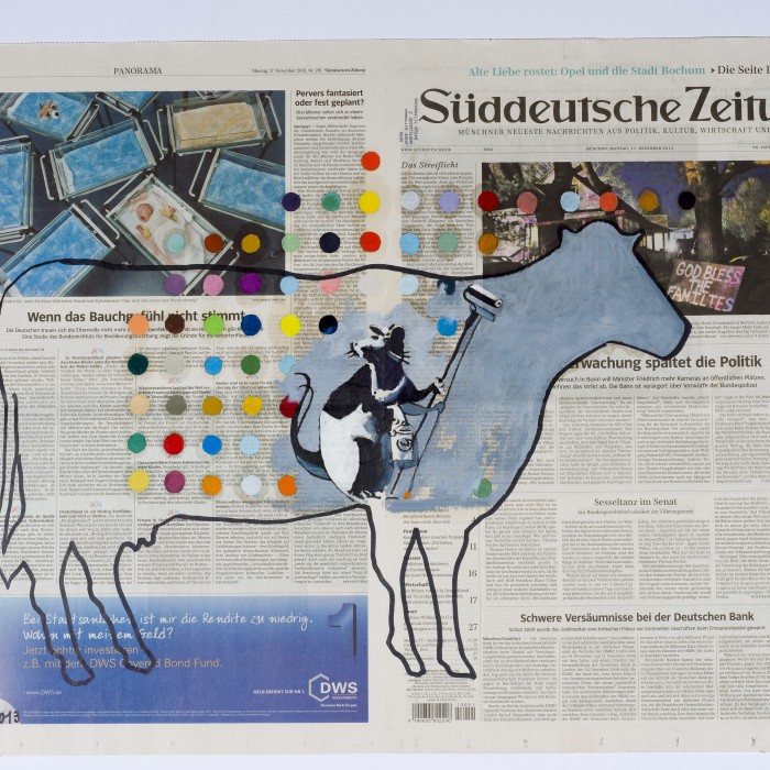 "Spotted Cow" · 050 · Oil on Newspaper · 16. Feb 2013 (Issue 17. Dez 2012)